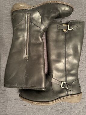 Black Leather UGG Tupelo Tall Boots 1003335